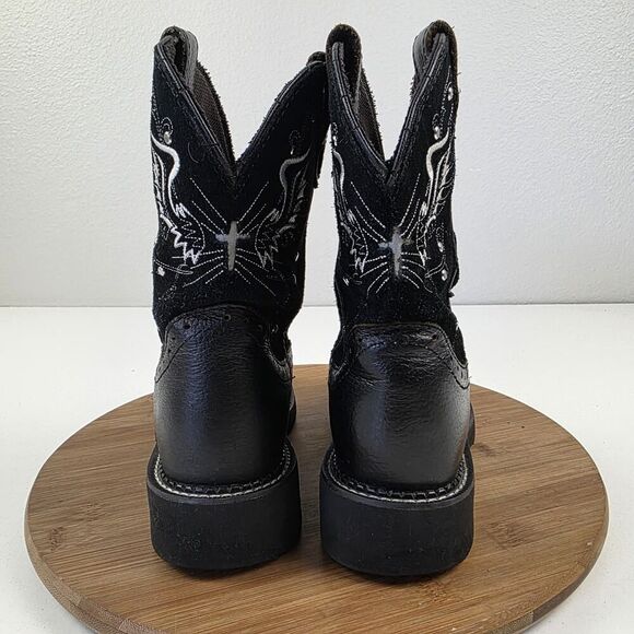 Justin Gypsy Boots Womens Black Leather Cross Angel Wings Cowboy Rodeo Sz 6 B - Picture 6 of 13